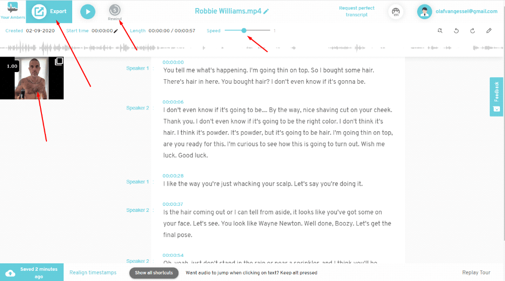 Amberscript Audio And Video Transcription Screenshot