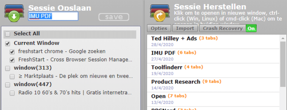 FreshStart Chrome Session Manager